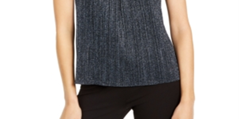 INC International Concepts Women's Shine Halter Top Blue metalic Size -Petite XL