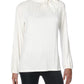 Ralph Lauren Women's Mock Turtleneck Neck Tie Knit Top White Size Large