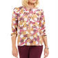 JM Collection Women's Printed Pleated Back Top Purple Size Petite Medium