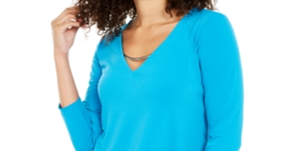 Alfani Women's Pullover Top with Hardware Purple Size Medium