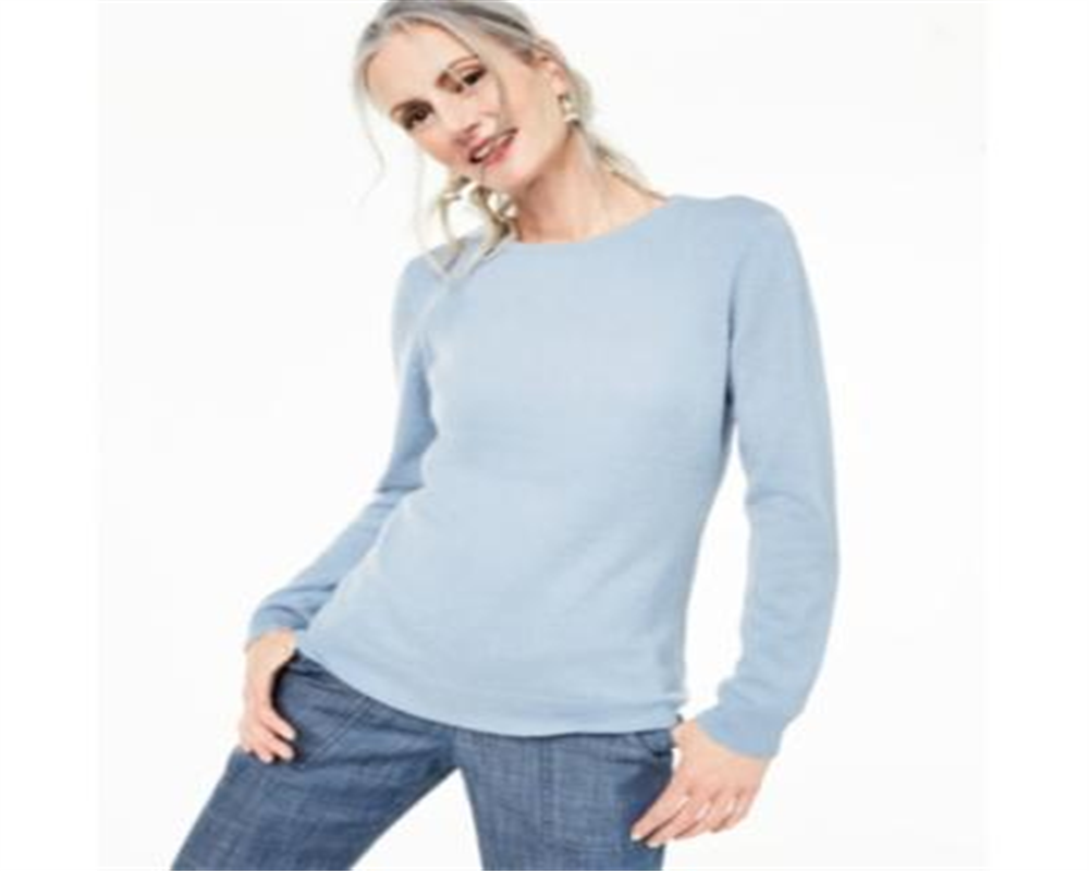 Charter Club Women's Crew Neck Cashmere Sweater Blue Size Large