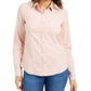 Charter Club Women's Corduroy Long Sleeve Collared Top Pink Size Petite Medium