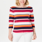 Charter Club Women's Cotton Striped Boat Neck Top Pink Combo  Size Petite S/M