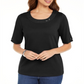 Karen Scott Women's Cotton Ring Top Black Size Medium
