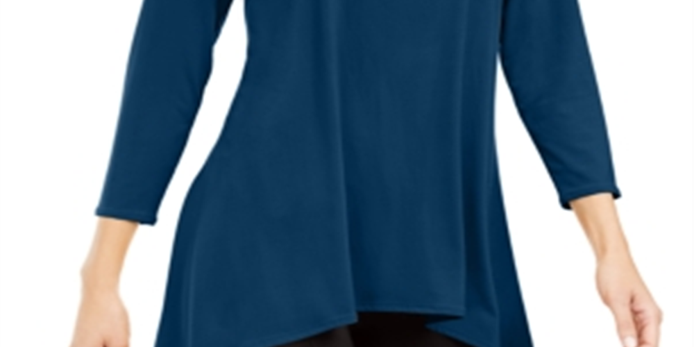 Alfani Women's Solid Swing Top Teal Size Petite L