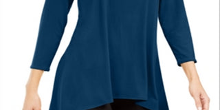 Alfani Women's Solid Swing Top Teal Size Petite L