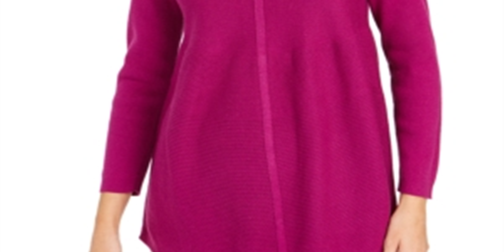 Style & Co Women's Knit Mixed Stitch Tunic Purple Size Medium