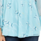 Charter Club Women's Double Ruffle Printed Pintuck Top Blue Size X-Small