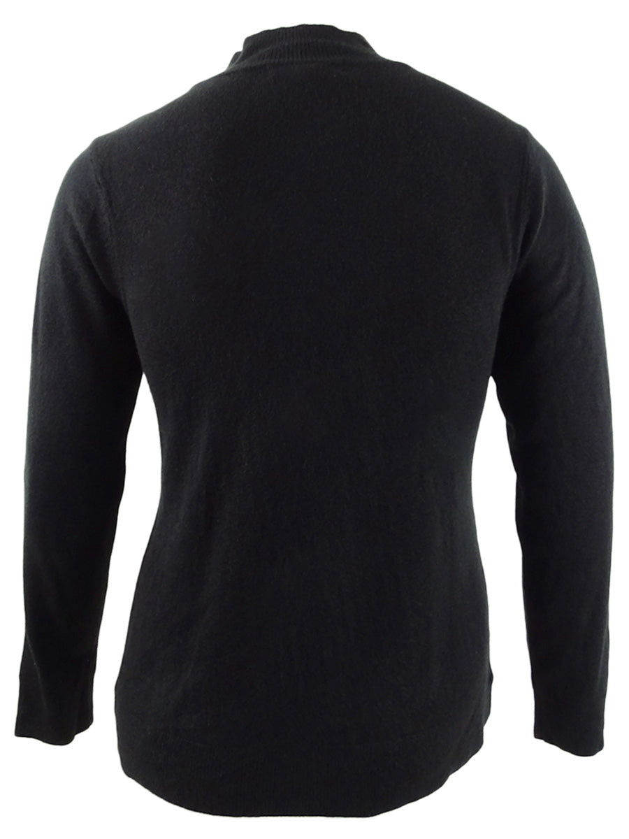 Karen Scott Women's Cable Knit Crewneck Sweater Black Size Petite Small