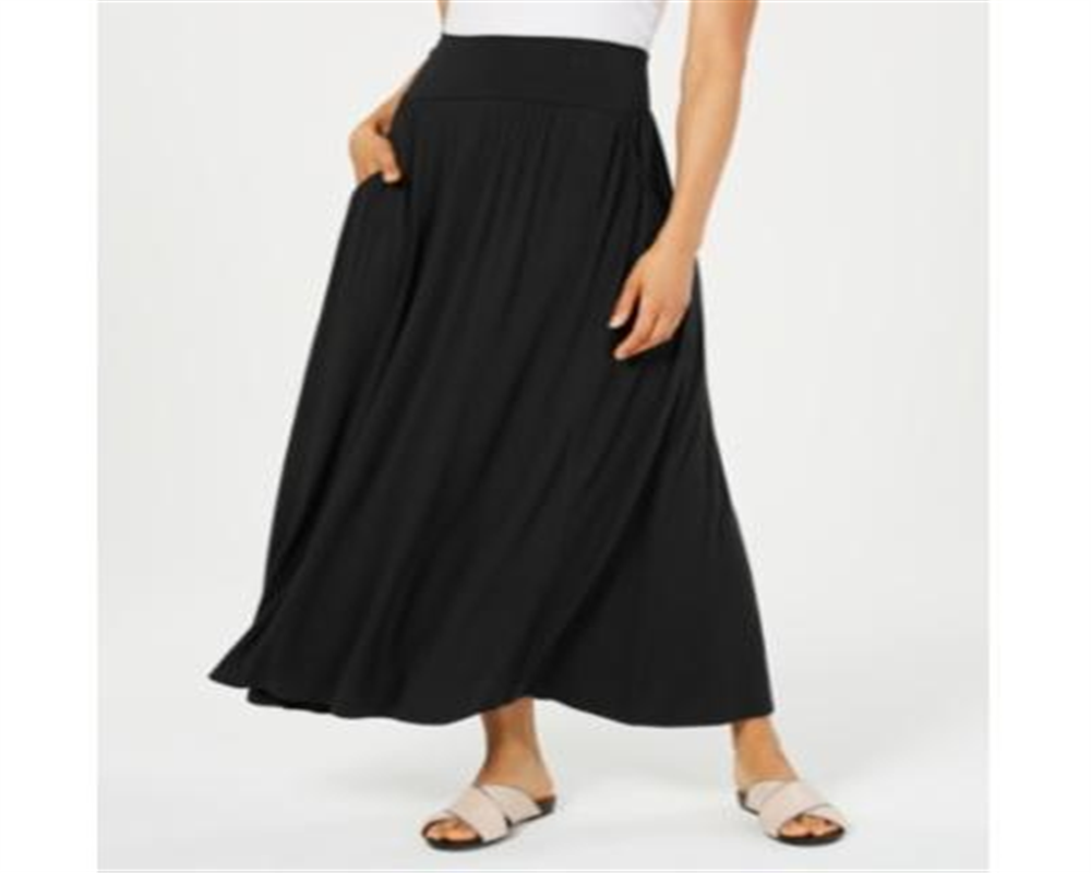 Style & Co Women's Knit Maxi Skirt Black Size Petite M