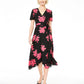 Alfani Women's a Line Floral Chiffon MIDI Dress Black Size 2 Petite