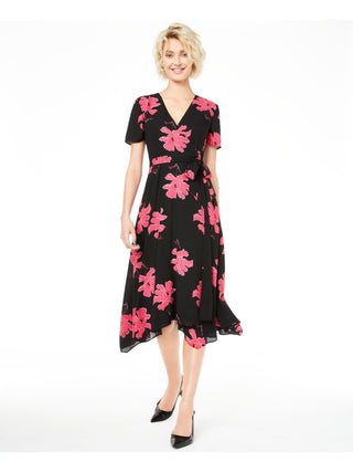 Alfani Women's a Line Floral Chiffon MIDI Dress Black Size 2 Petite