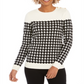 Charter Club Women's Houndstooth Button Shoulder Sweater Black - White Size Petite XL