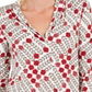 Charter Club Women's Printed V Neck Top White Size XX-Large
