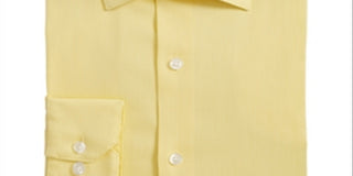 Alfani Men's Regular Fit Officewear Button Down Shirt Yellow Size 15.5x34-35/M