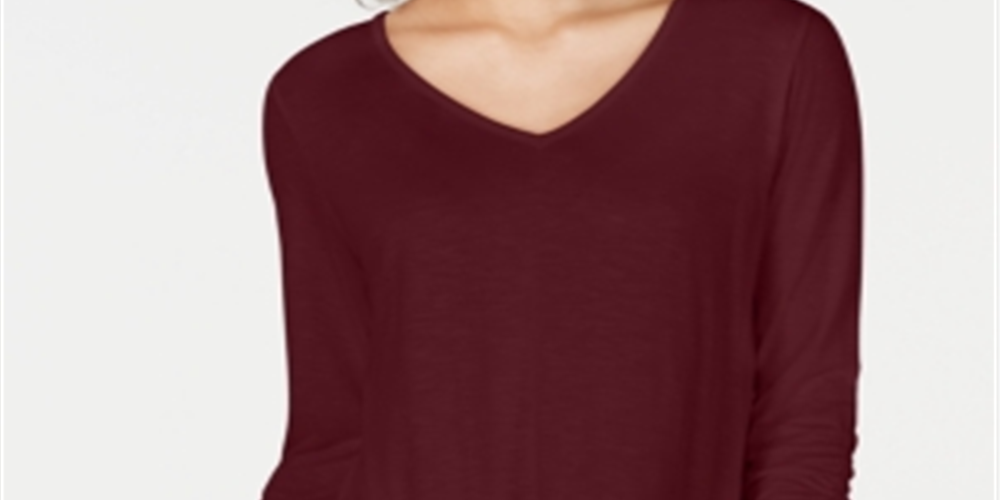 Style & Co Women's Chiffon Hem Top Purple Size Petite L