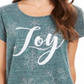 Style & Co Women's Joy Graphic Print T-Shirt Green Size Petite Small