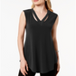 JM Collection Women's Embellished Cutout Tank Top Black Size Small