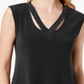 JM Collection Women's Embellished Cutout Tank Top Black Size Small