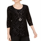 JM Collection Women's Velvet Necklace Top Black Size Petite Medium