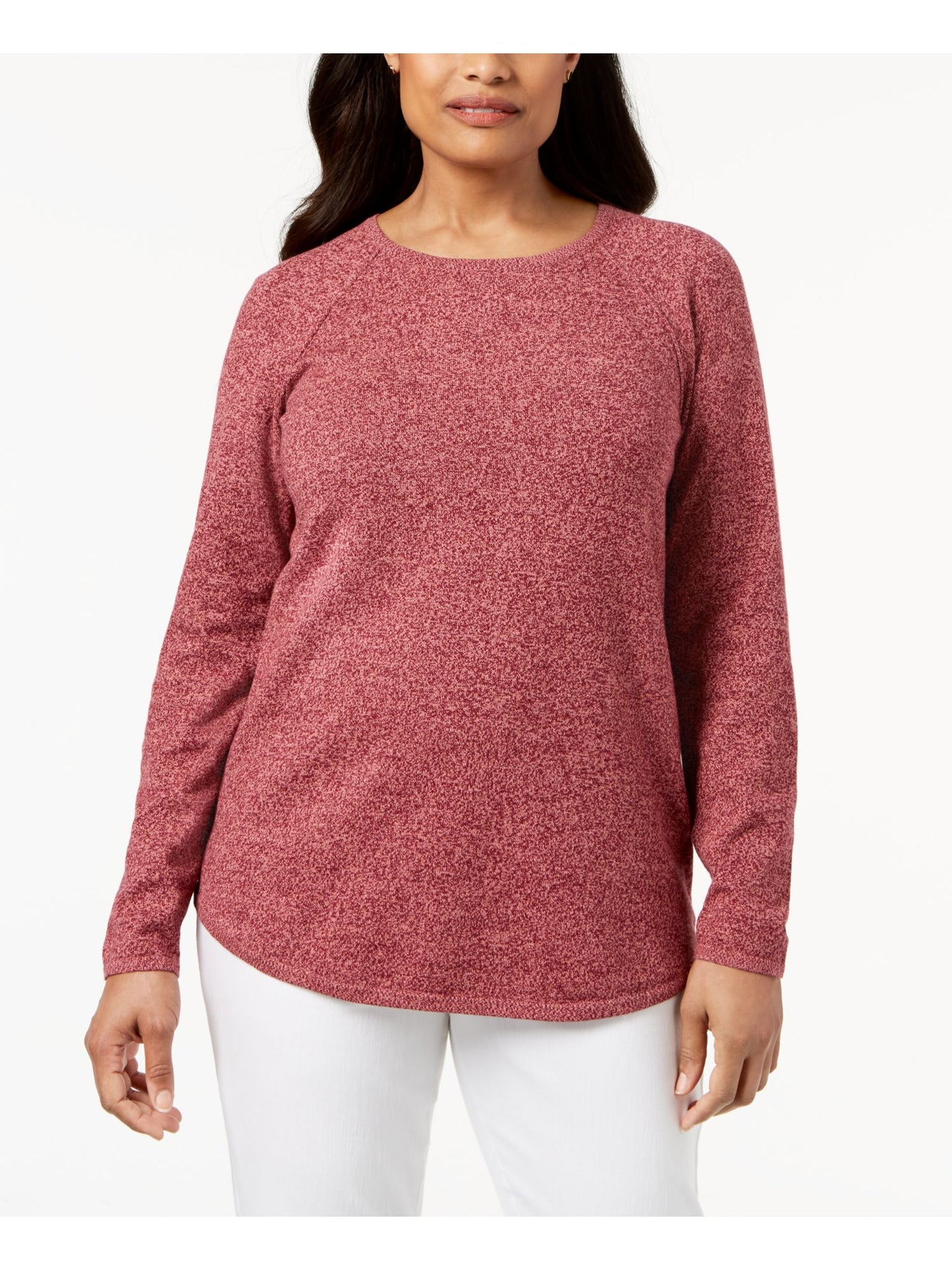 Karen Scott Women's Long Sleeve Jewel Neck T-Shirt Top Red Size Petite Medium