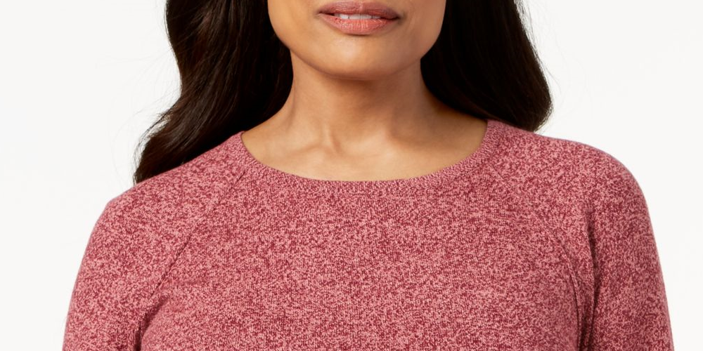 Karen Scott Women's Long Sleeve Jewel Neck T-Shirt Top Red Size Petite Medium