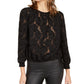 INC International Concepts Women's Jacquard Blouse Black Size Petite S