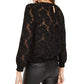 INC International Concepts Women's Jacquard Blouse Black Size Petite S