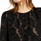 INC International Concepts Women's Jacquard Blouse Black Size Petite S