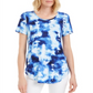 JM Collection Women's Printed Scoop Neck T-Shirt Blue Size Small