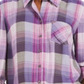 Style & Co Women's Plaid One Pocket Shirt Purple Size Small