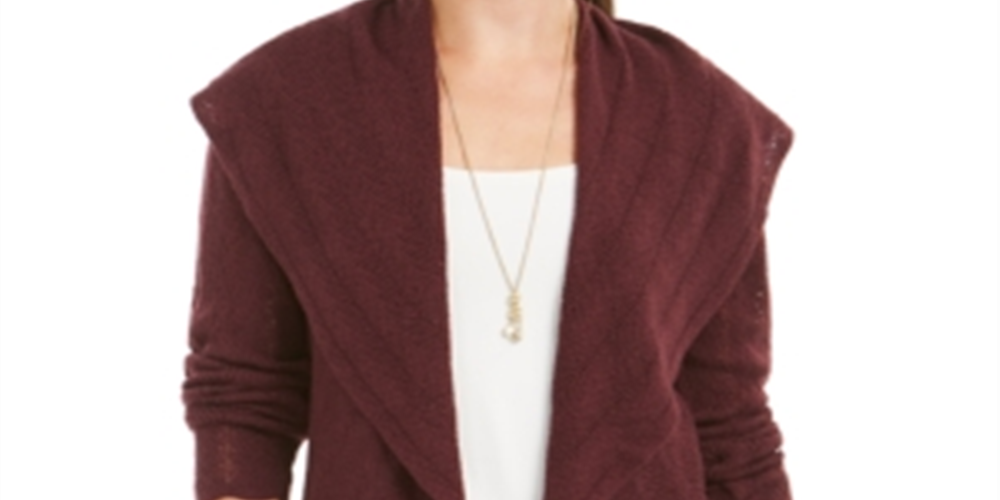 Style & Co Women's Pointelle Cardigan Purple Size X-Large