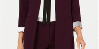 Calvin Klein Women's Roll Sleeve Open Front Blazer Purple Size 16