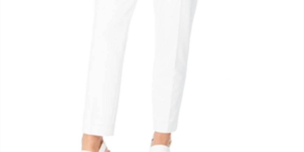 Calvin Klein Women's Pleated Waist Slim Fit Dress Pants White Size 6