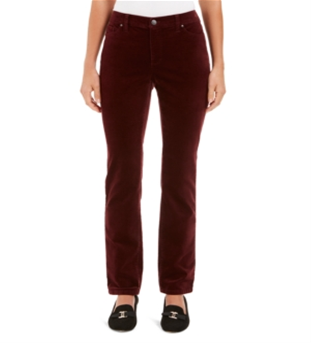 Charter Club Women's Velveteen Tummy Control Ankle Straight Jeans Red Size 18