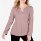 Charter Club Women's Supima Cotton Split Neck Top Pink Size Small