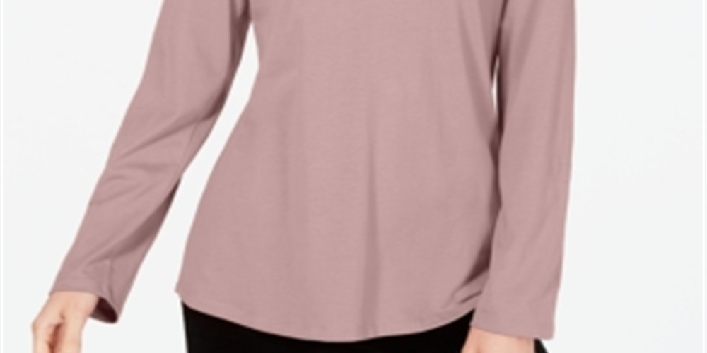 Charter Club Women's Supima Cotton Split Neck Top Pink Size Small