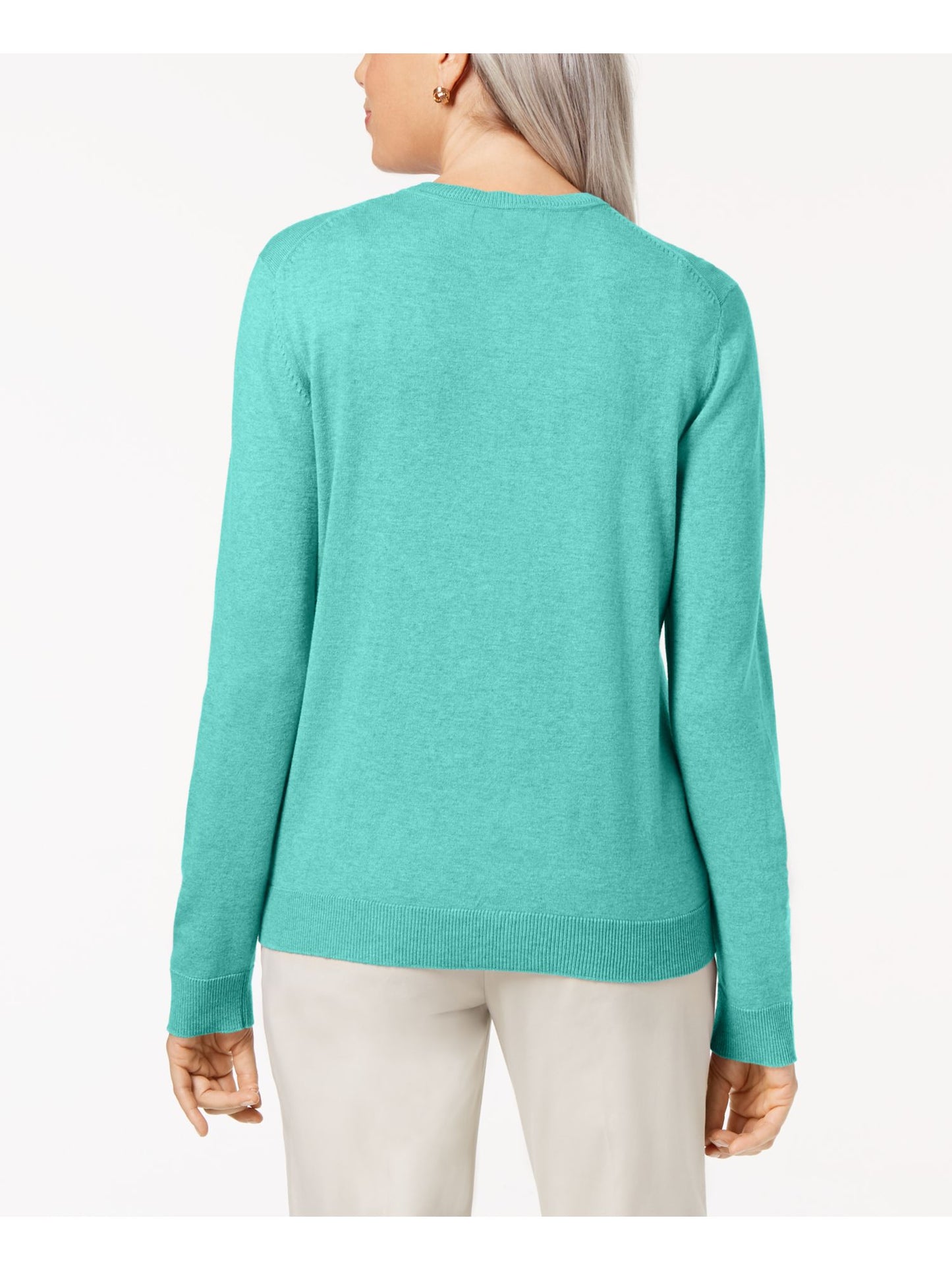 Karen Scott Women's Crew Neck Cardigan Blue Size X-Large