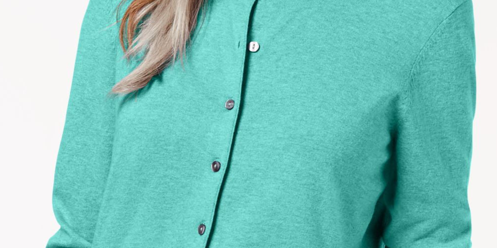 Karen Scott Women's Crew Neck Cardigan Blue Size X-Large