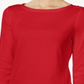 Charter Club Women's Pima Cotton Button Shoulder Top Red Size Petite L