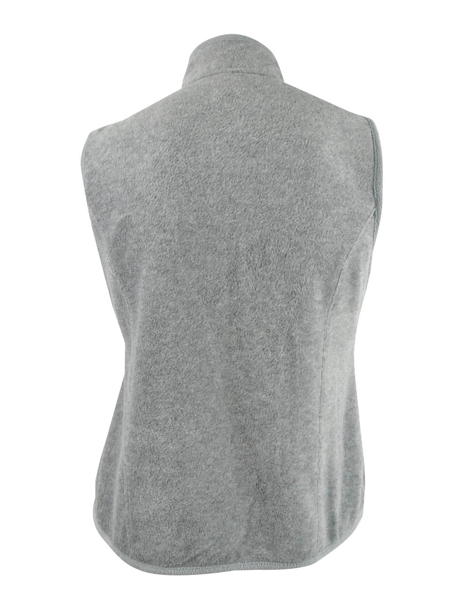 Karen Scott Women's Fleece Zip Front Vest Gray Size -Petite L