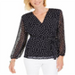 Charter Club Women's Dotted Wrap Top Blue Size Small