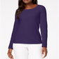 Karen Scott Women's Cotton Scoop Neck Top Purple Size Petite Medium