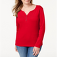 Karen Scott Women's Cotton Henley Neck Top Red Size Petite X-Large