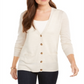 Charter Club Women's Merino Wool V Neck Cardigan Brown Size Large