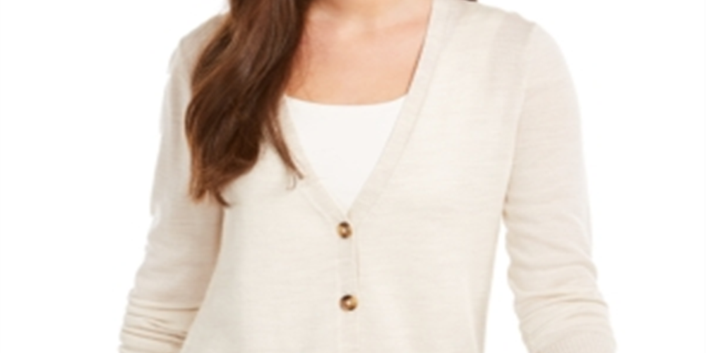 Charter Club Women's Merino Wool V Neck Cardigan Brown Size Large