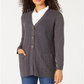 Karen Scott Women's Mixed Stitch Button Front Cardigan Black Size Medium