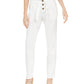 INC International Concepts Women's Paper Bag Waist Tapered Pants White Size 14 Petite