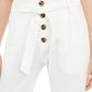 INC International Concepts Women's Paper Bag Waist Tapered Pants White Size 14 Petite