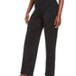 JM Collection Women's Metallic Textured Pull On Pants  Black Size Large